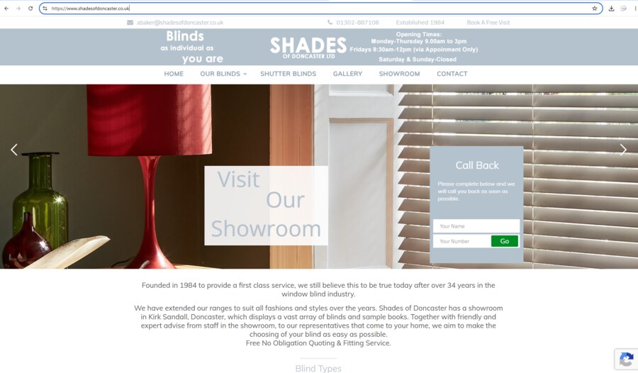 Shades of Doncaster website designed by Klik Digital